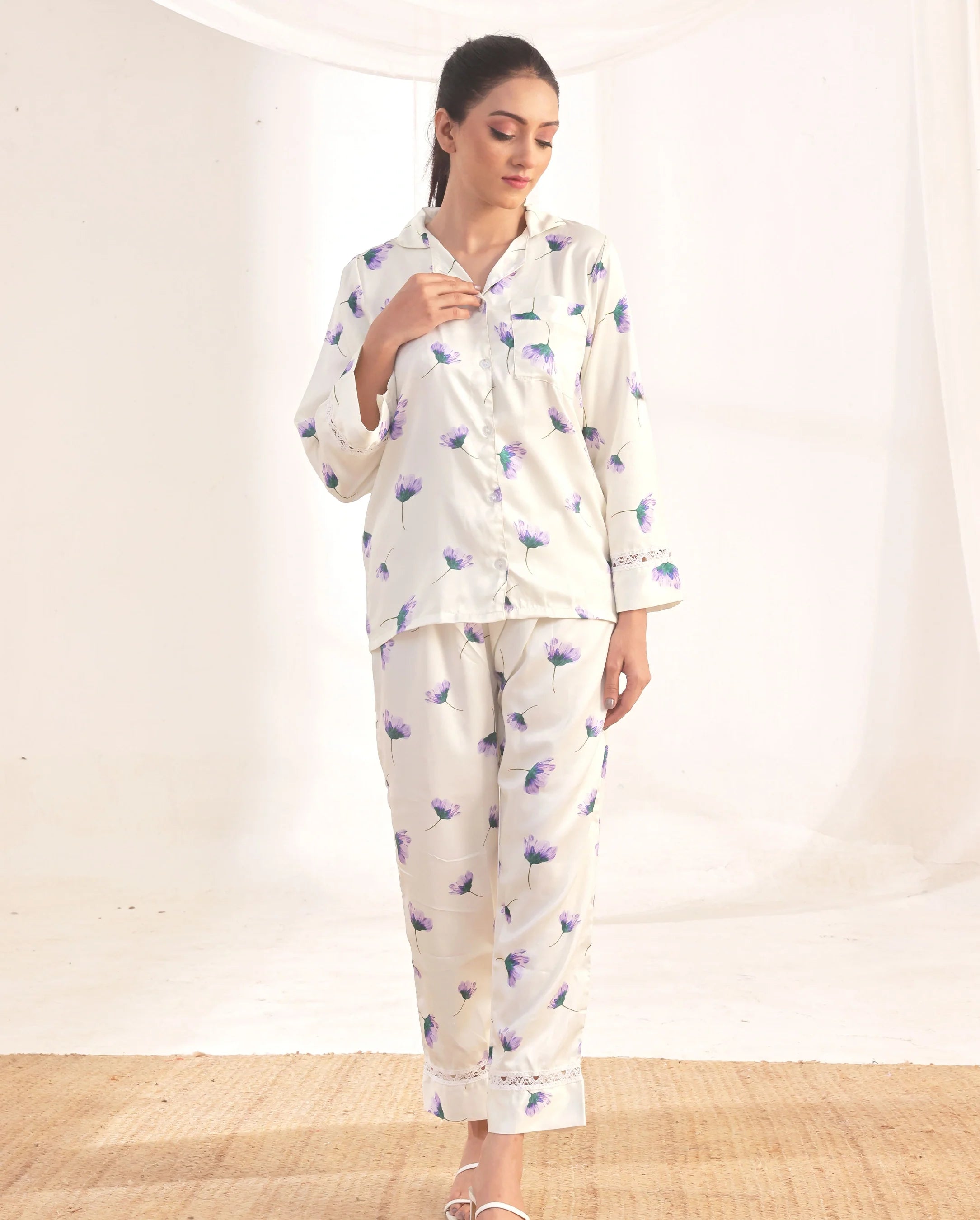 Silk Pajama Suit - Floral Haze
