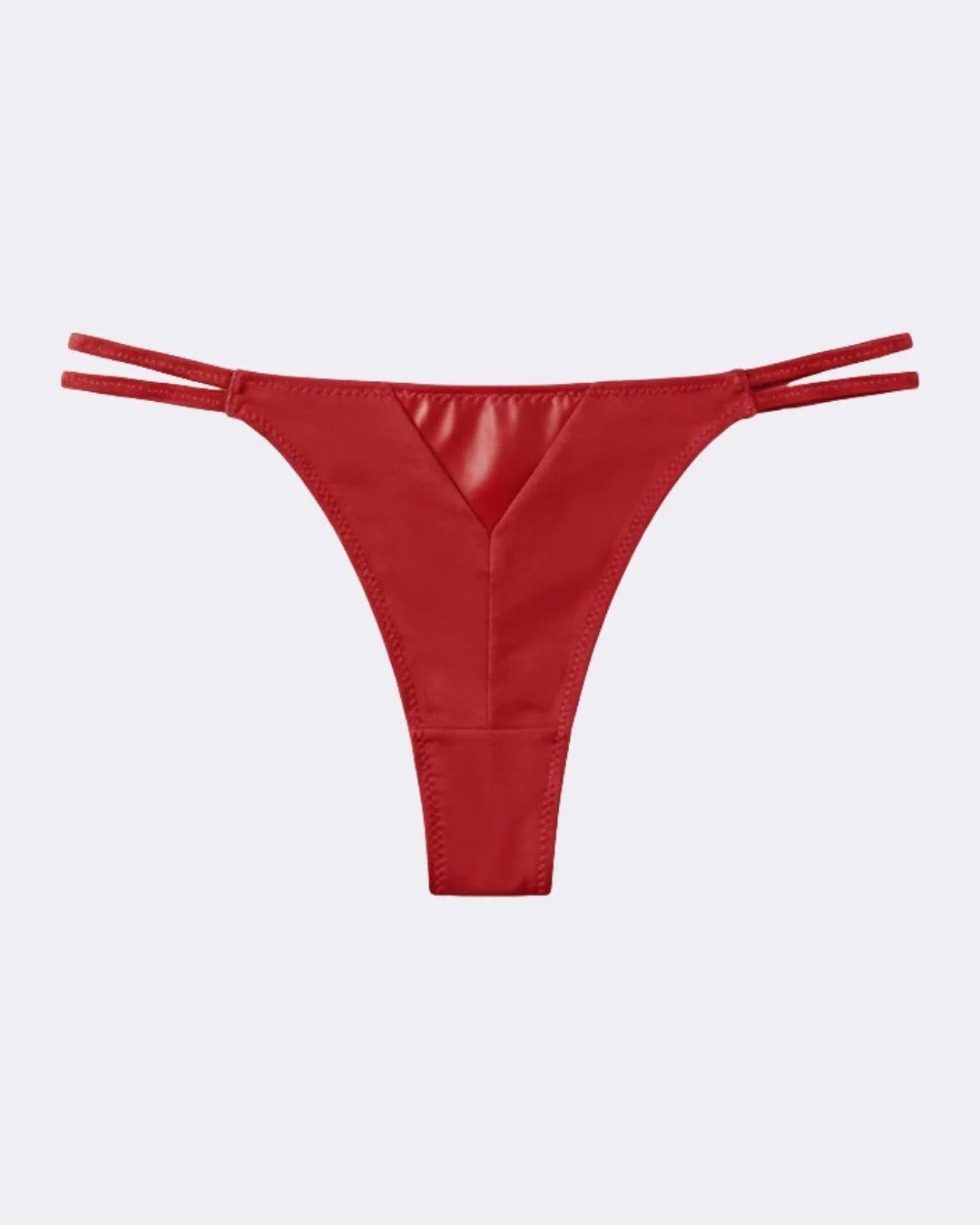 Padded Bra Set - Leather Fit - Red