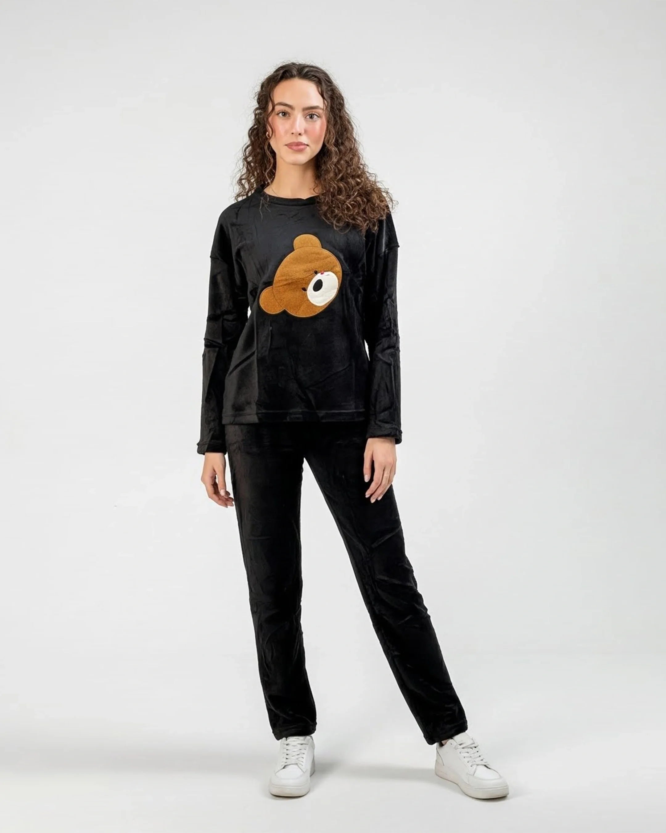 Fleece Pajama Suit Bear - Black