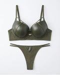 Padded Bra Set - Leather Fit - Green