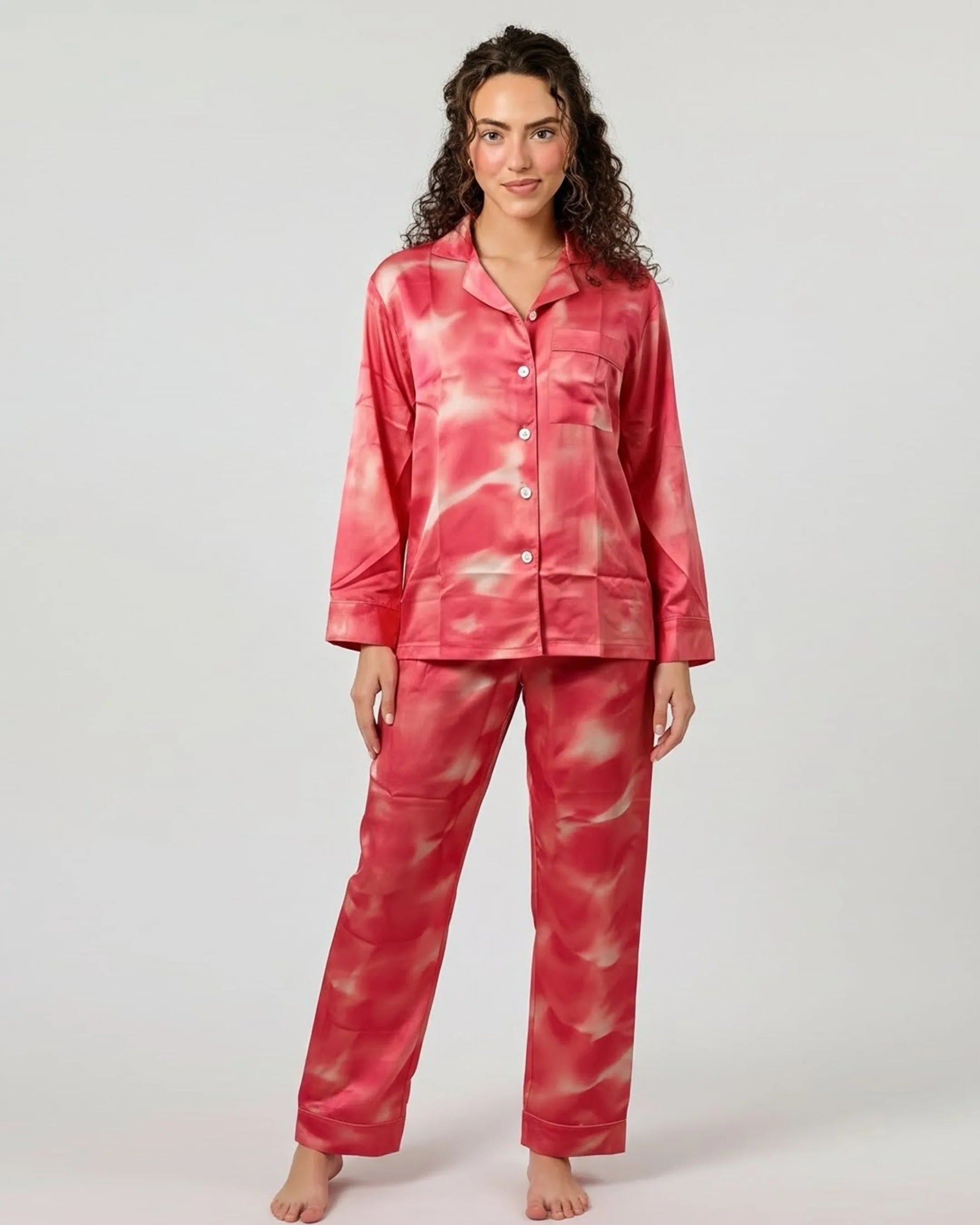 Linen Pajama Suit - Rose Dusk