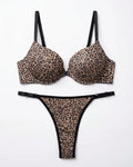 Padded Bra Set - Leopard Print