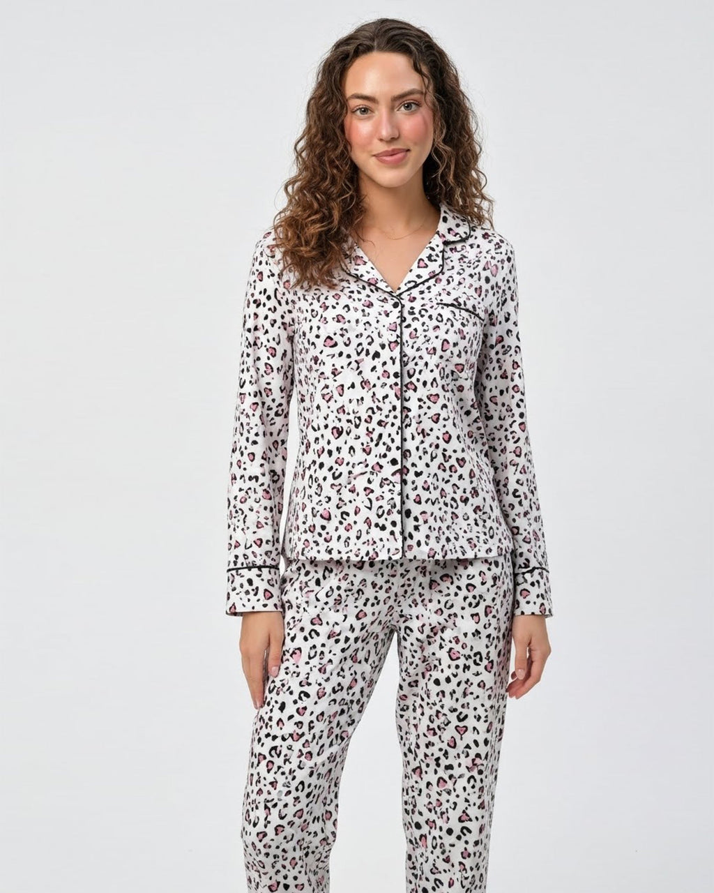Silk Pajama Suit - Ivory Heart