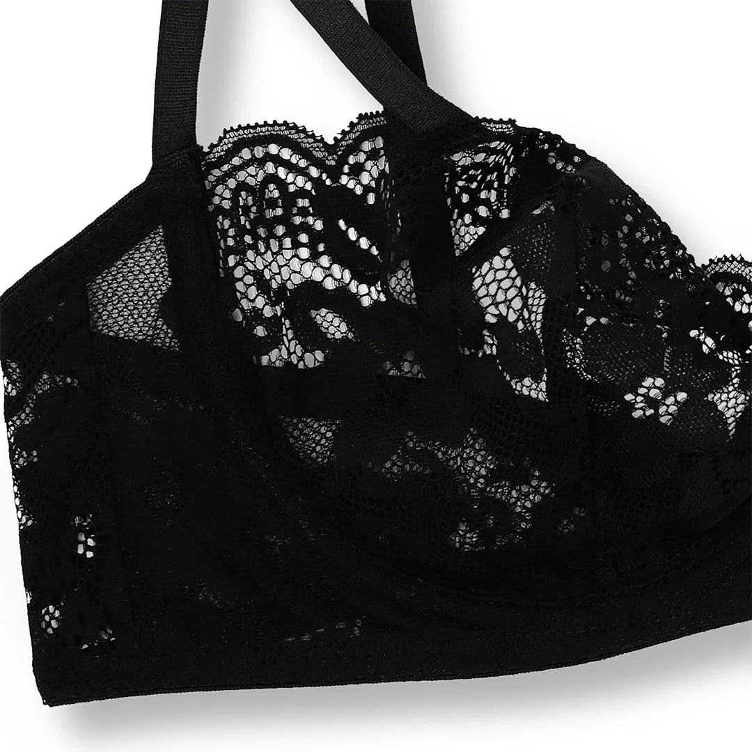 Bra Set -  Black Lace Net