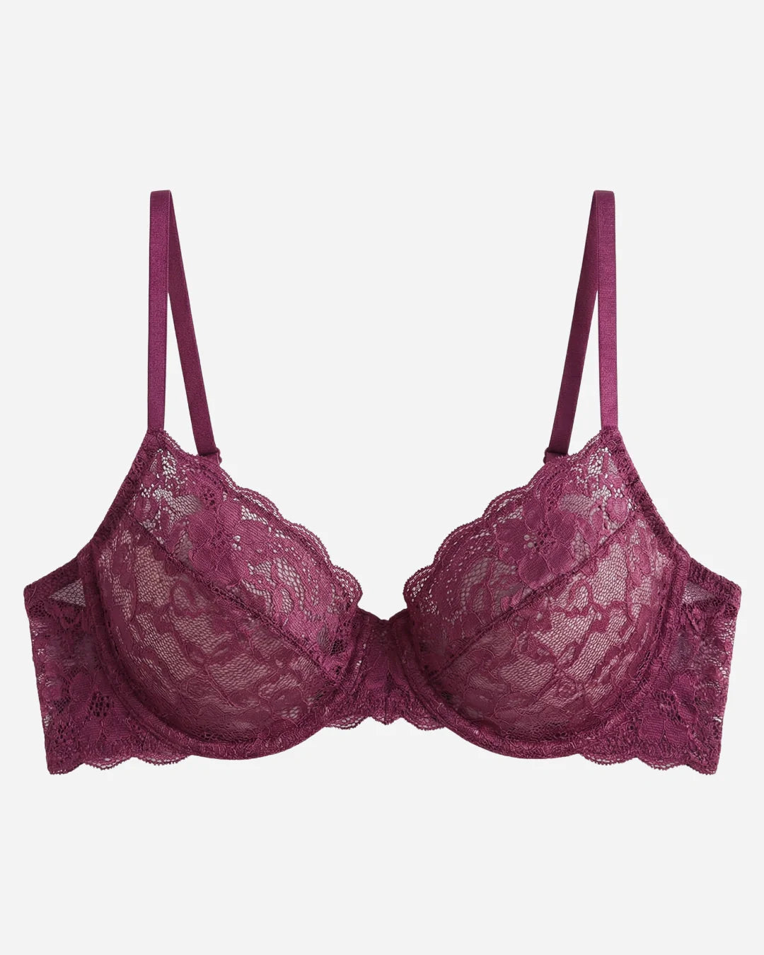 Non-Padded Lace Bra - Liorah - Maroon
