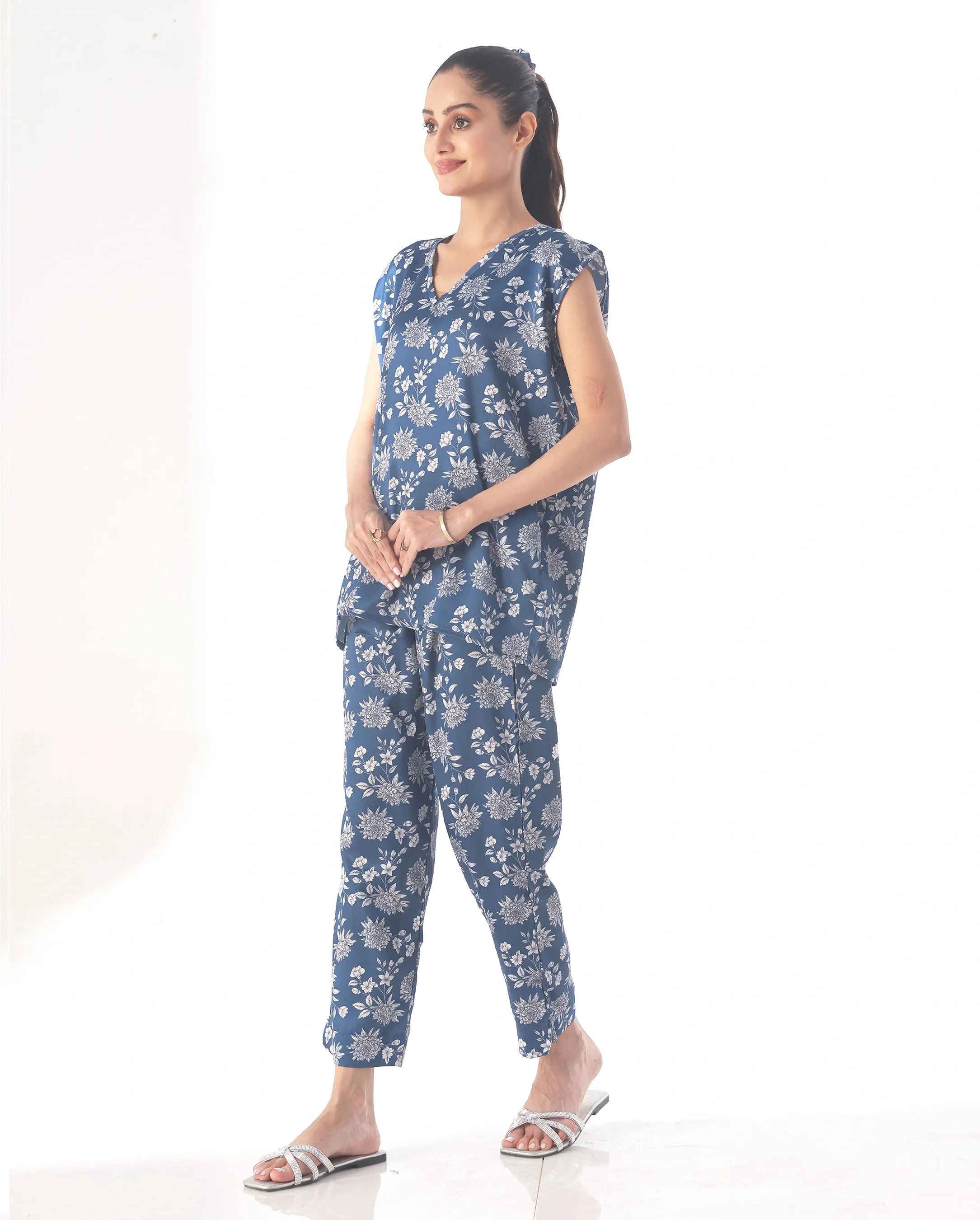 Silk PJ Set with Scrunchies - Flora Vee