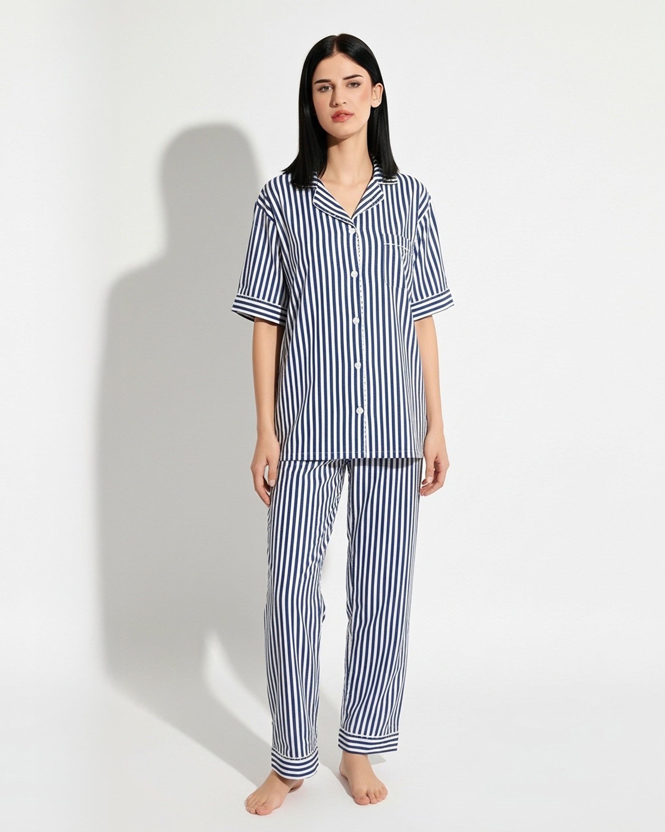 Linen Pajama Suit - Urban Stripes