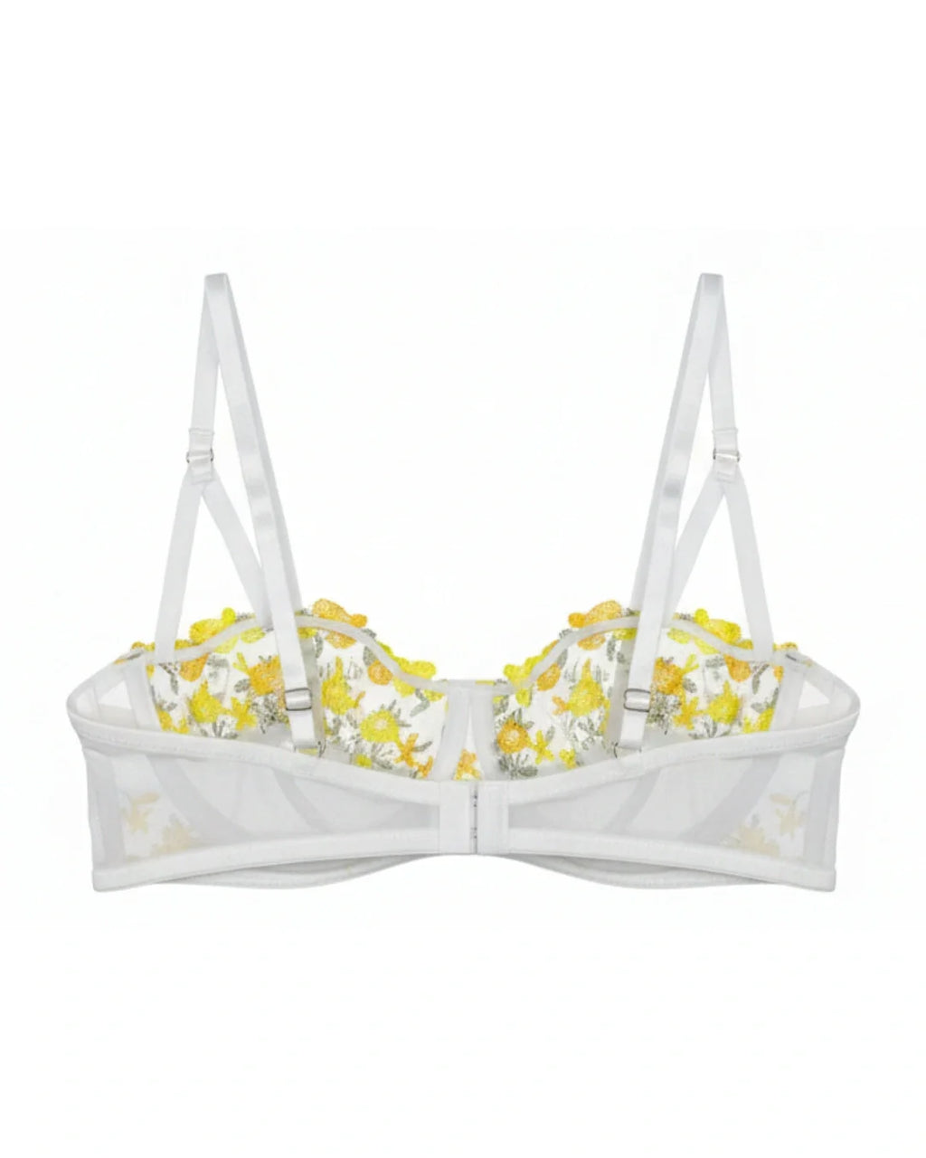 Non-Padded Bra - Embroidered Mesh - Yellow