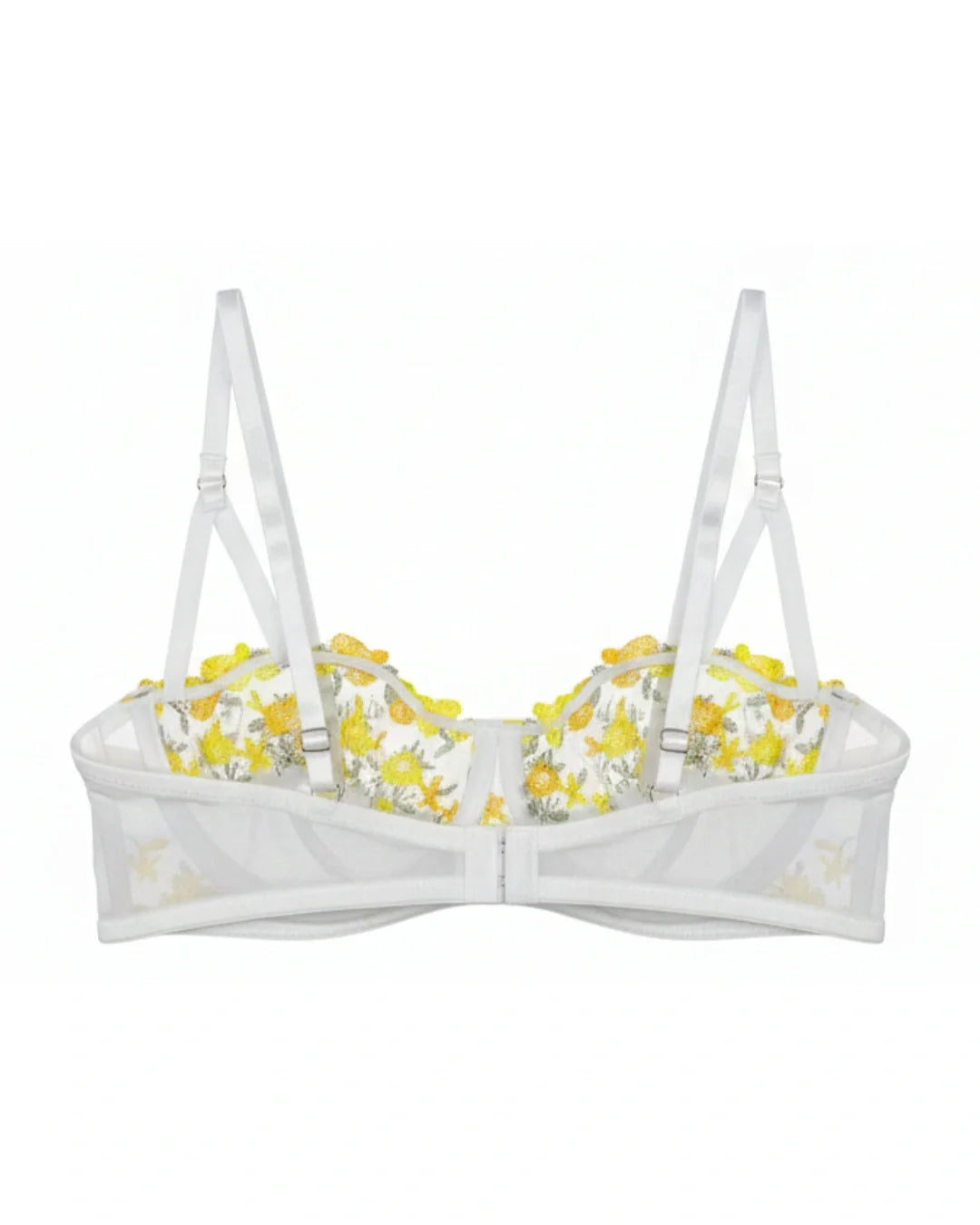 Non-Padded Bra - Embroidered Mesh - Yellow
