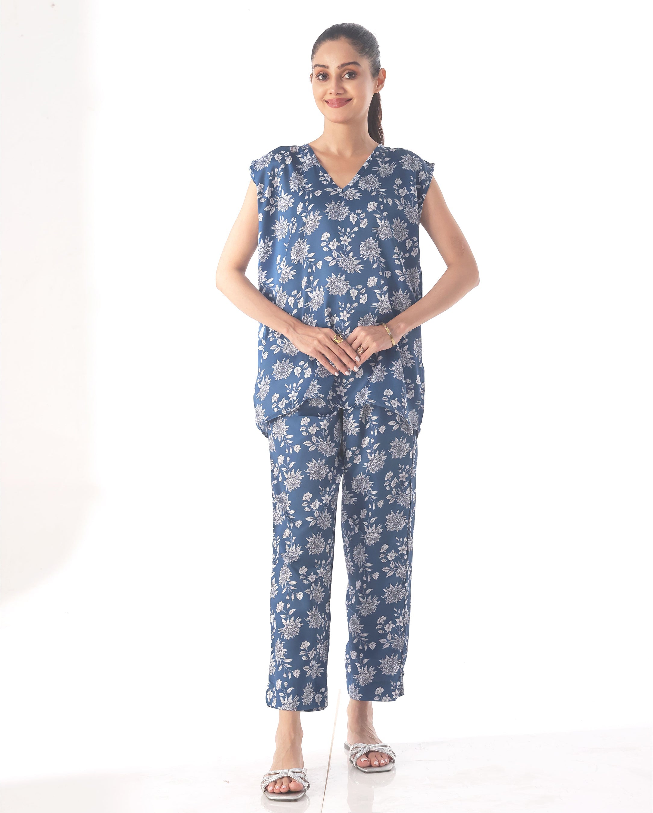 Silk PJ Set with Scrunchies - Flora Vee