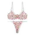 White Floral Non Padded Bra and Panty Set