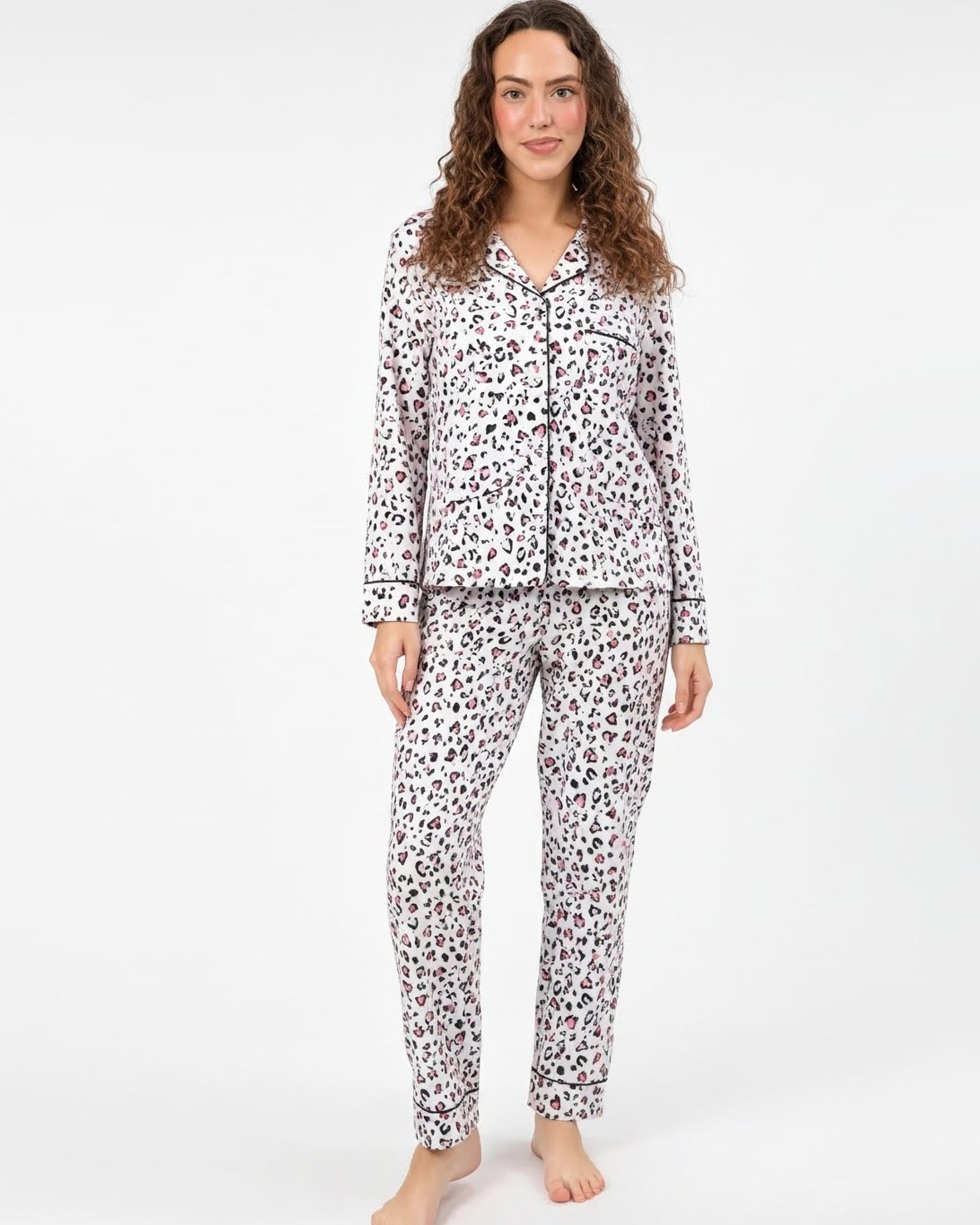 Silk Pajama Suit - Ivory Heart
