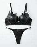 Padded Bra Set - Leather Fit - Black