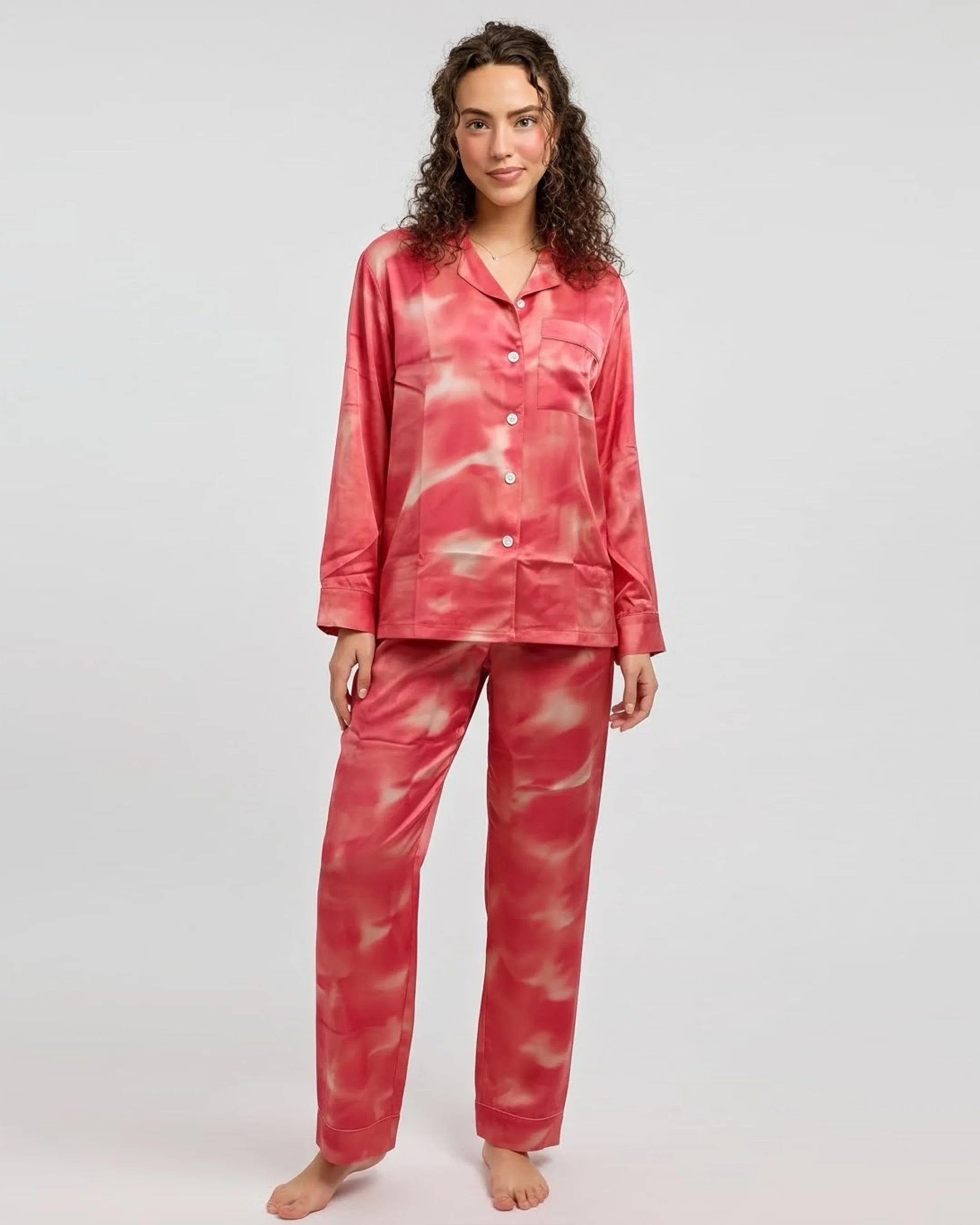 Linen Pajama Suit - Rose Dusk