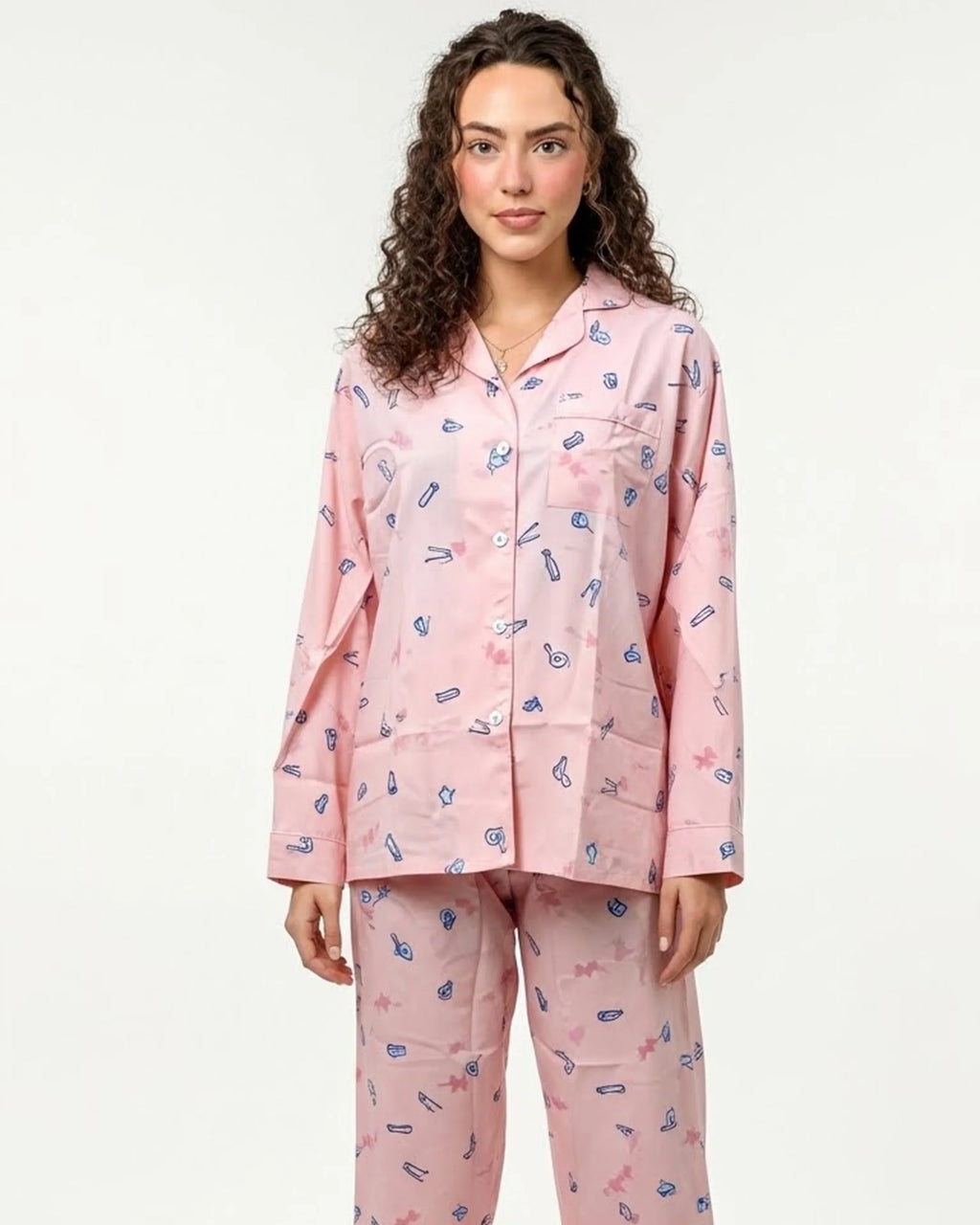 Linen Pajama Suit - Blush Charm