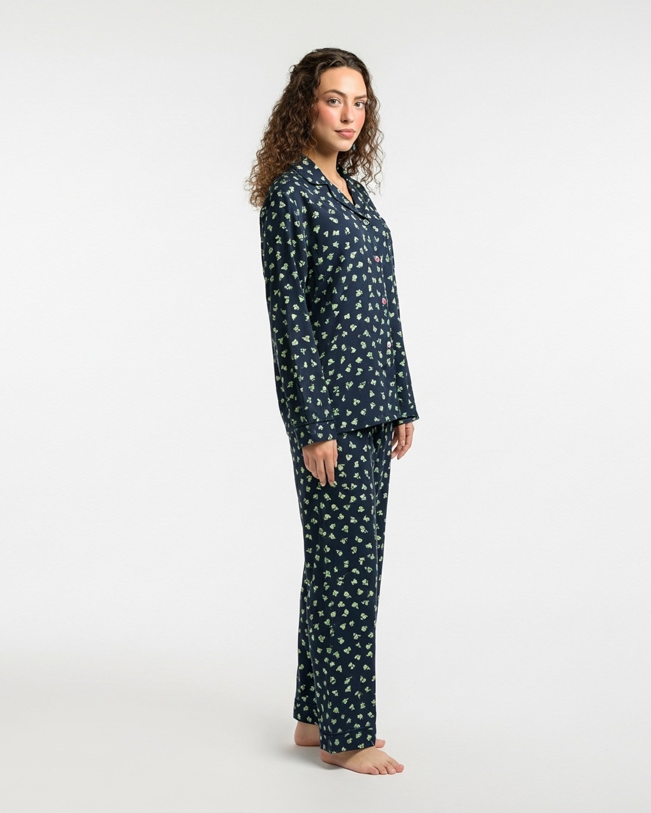 Linen Pajama Suit - Flory Night