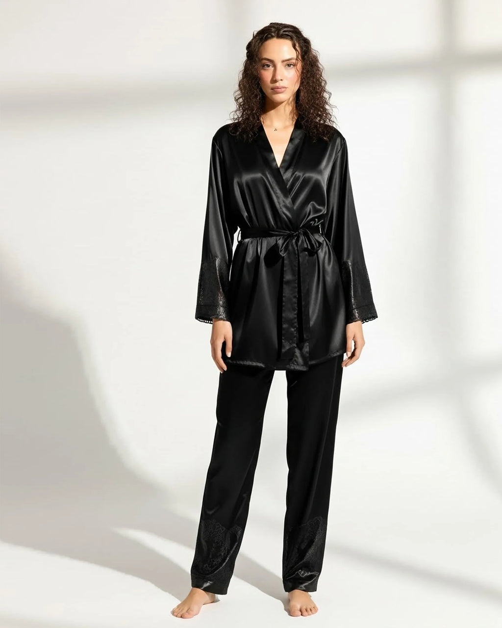 Silk PJ Set - Silk Lounge - Black