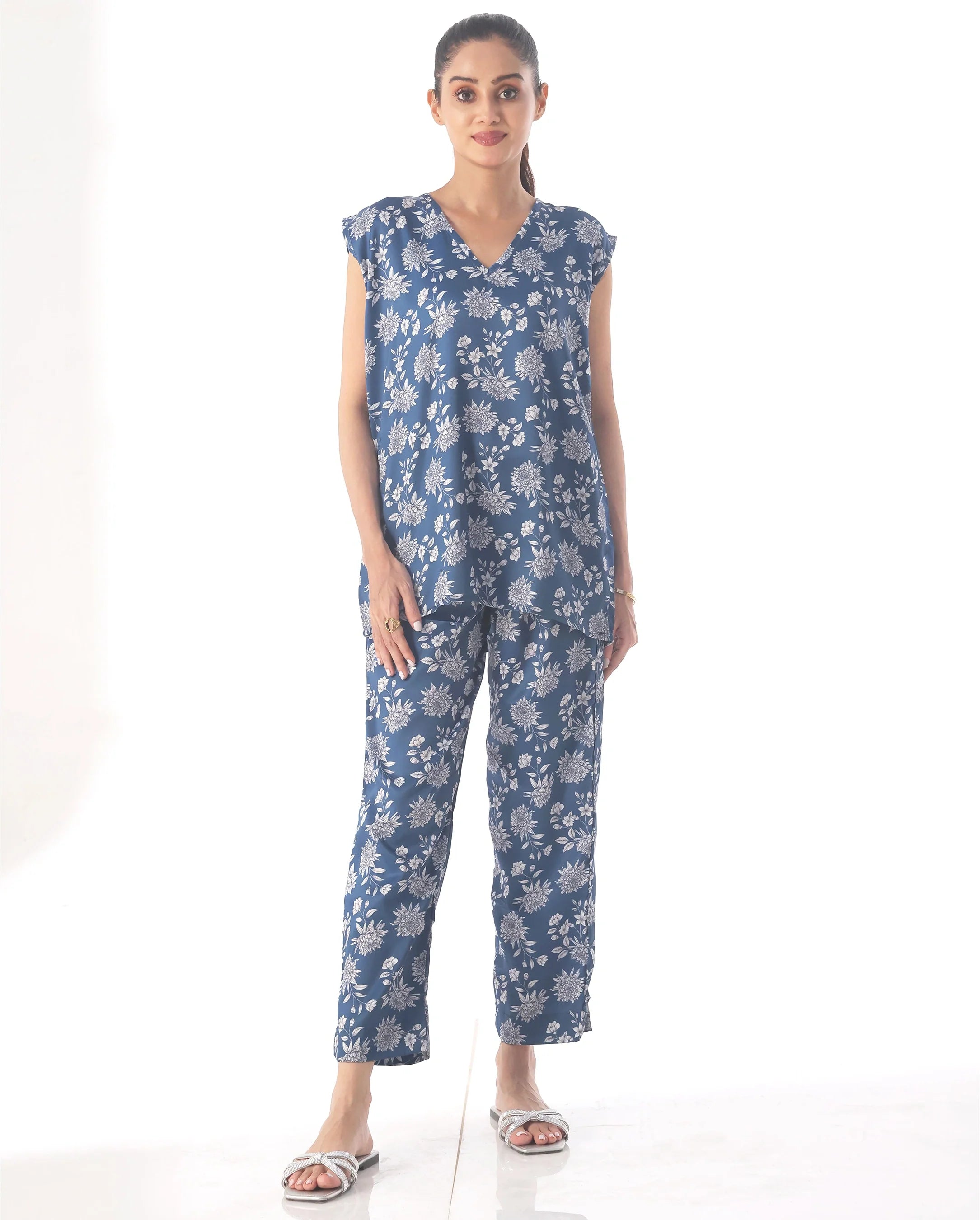 Silk PJ Set with Scrunchies - Flora Vee