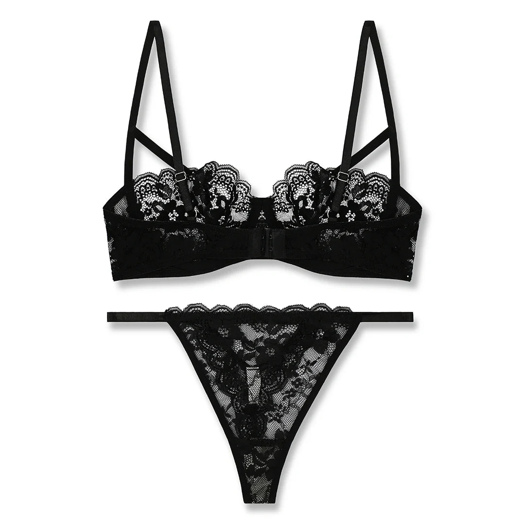 Bra Set -  Black Lace Net
