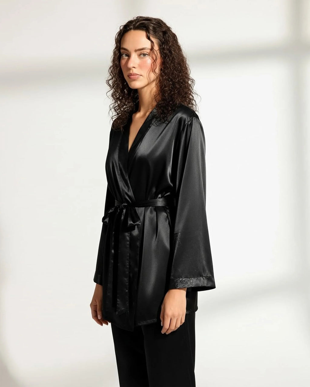 Silk PJ Set - Silk Lounge - Black