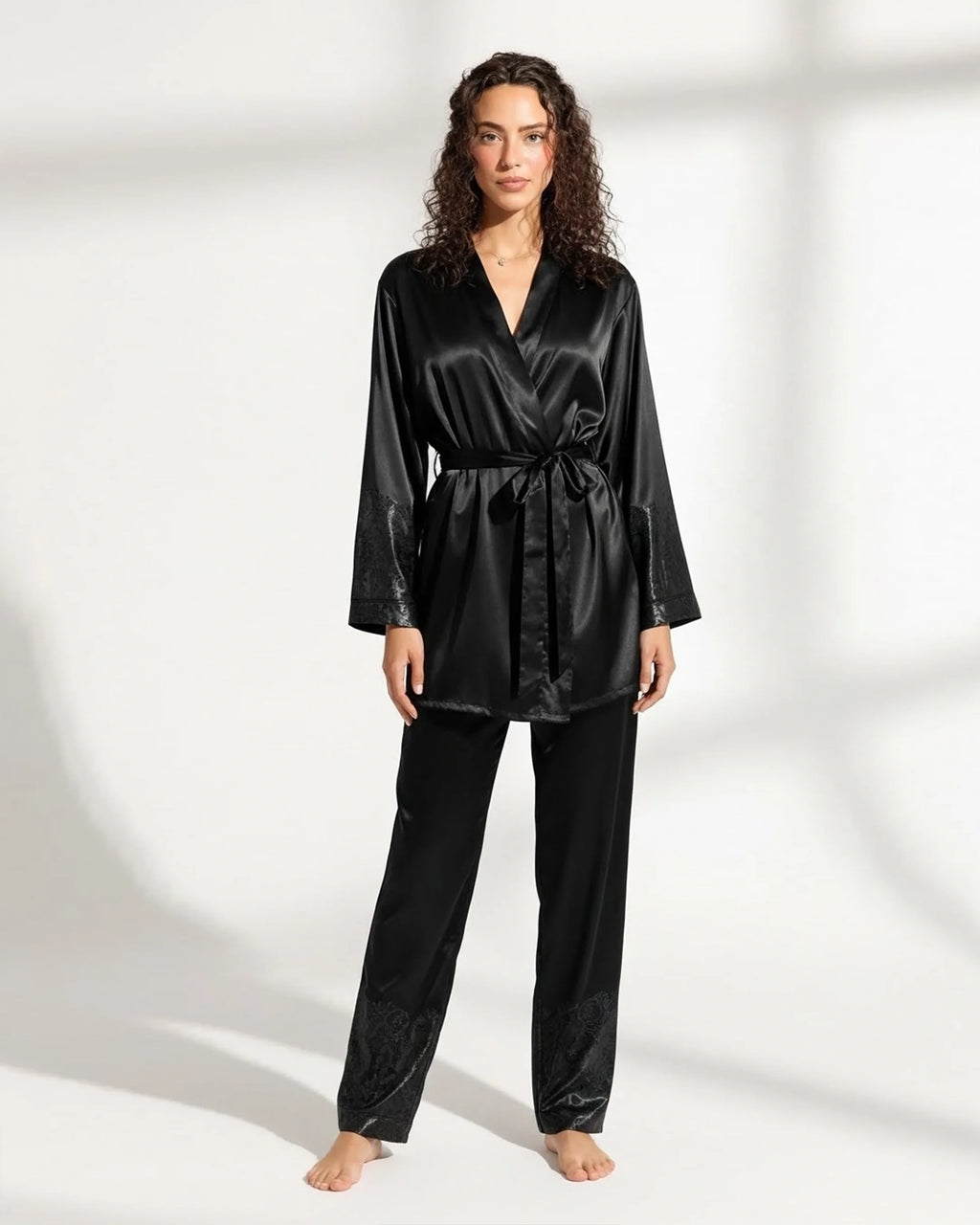 Silk PJ Set - Silk Lounge - Black