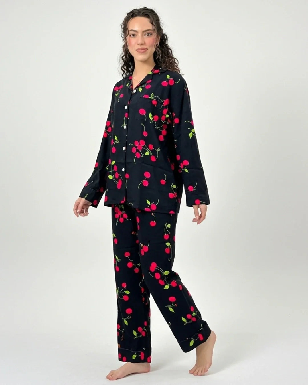 Linen Pajama Suit - Cherry Dusk