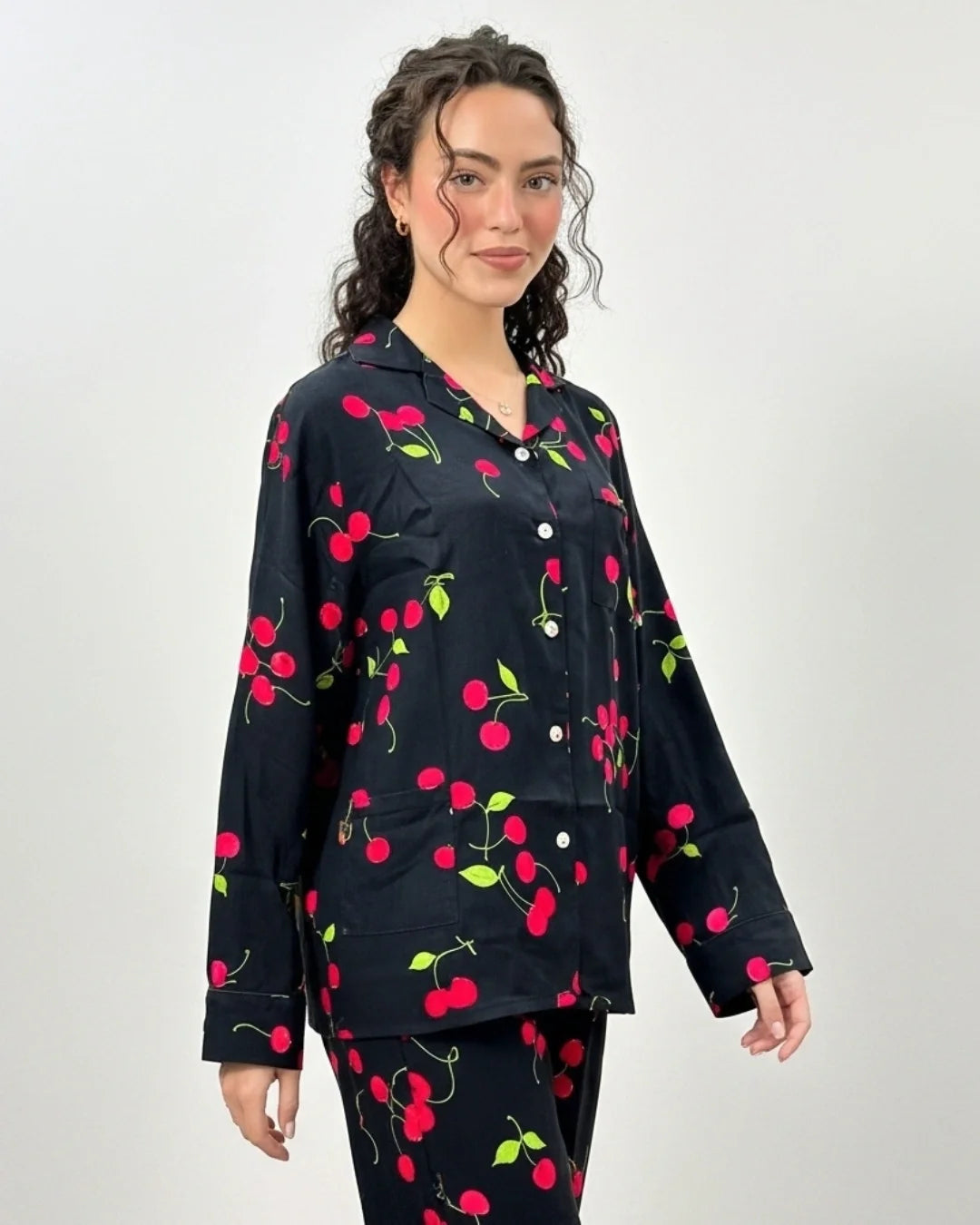 Linen Pajama Suit - Cherry Dusk