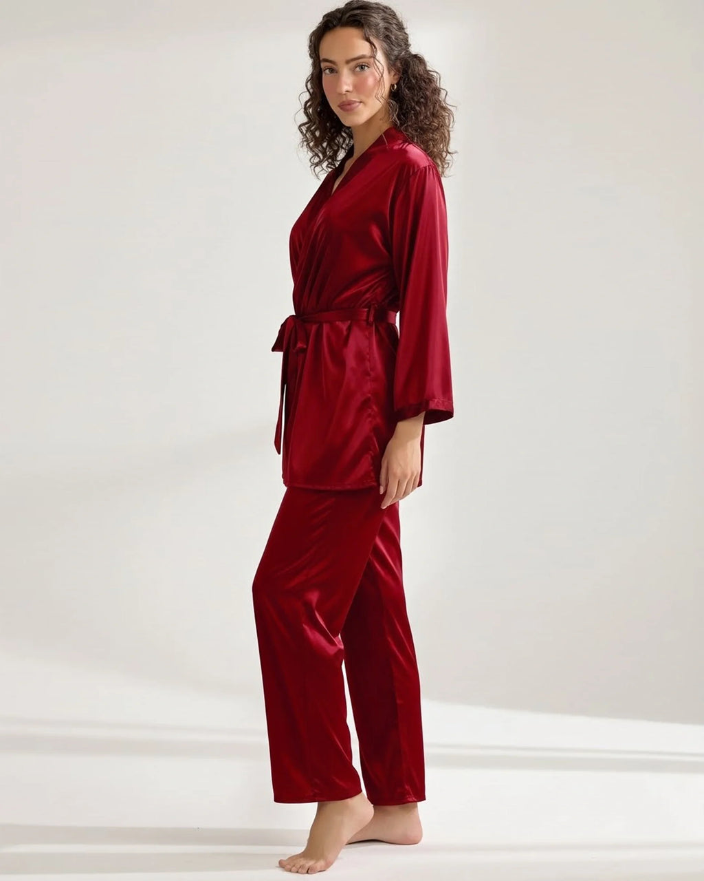 Silk PJ Set - Silk Lounge - Maroon