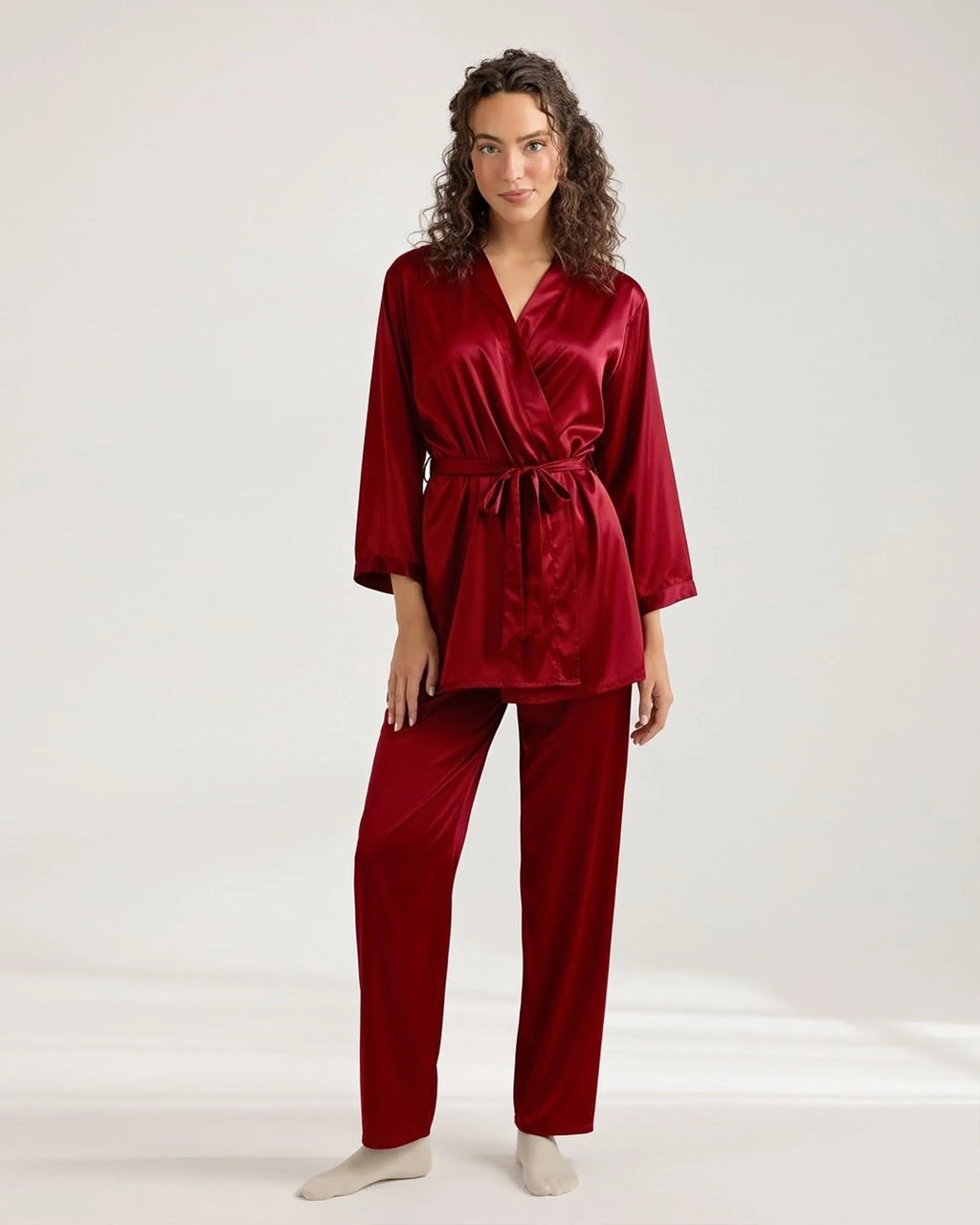 Silk PJ Set - Silk Lounge - Maroon