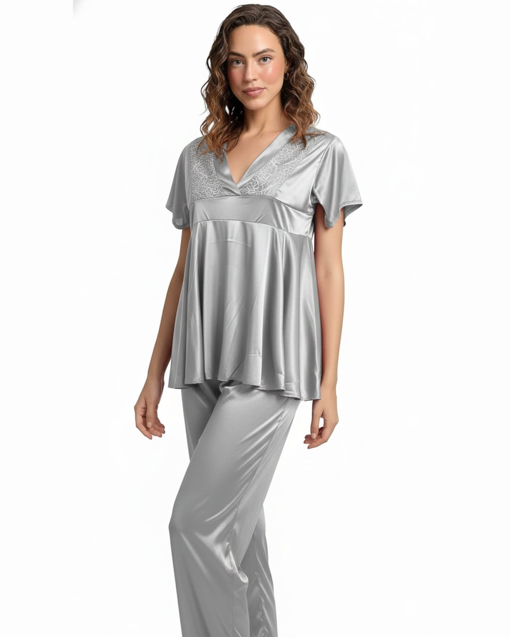 Silk PJ Set - Silk Ease - Silver