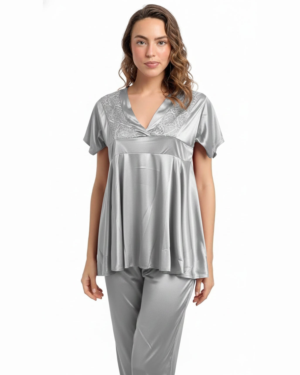 Silk PJ Set - Silk Ease - Silver