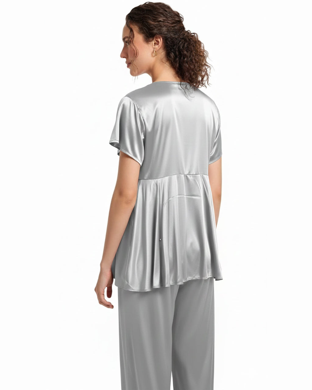 Silk PJ Set - Silk Ease - Silver