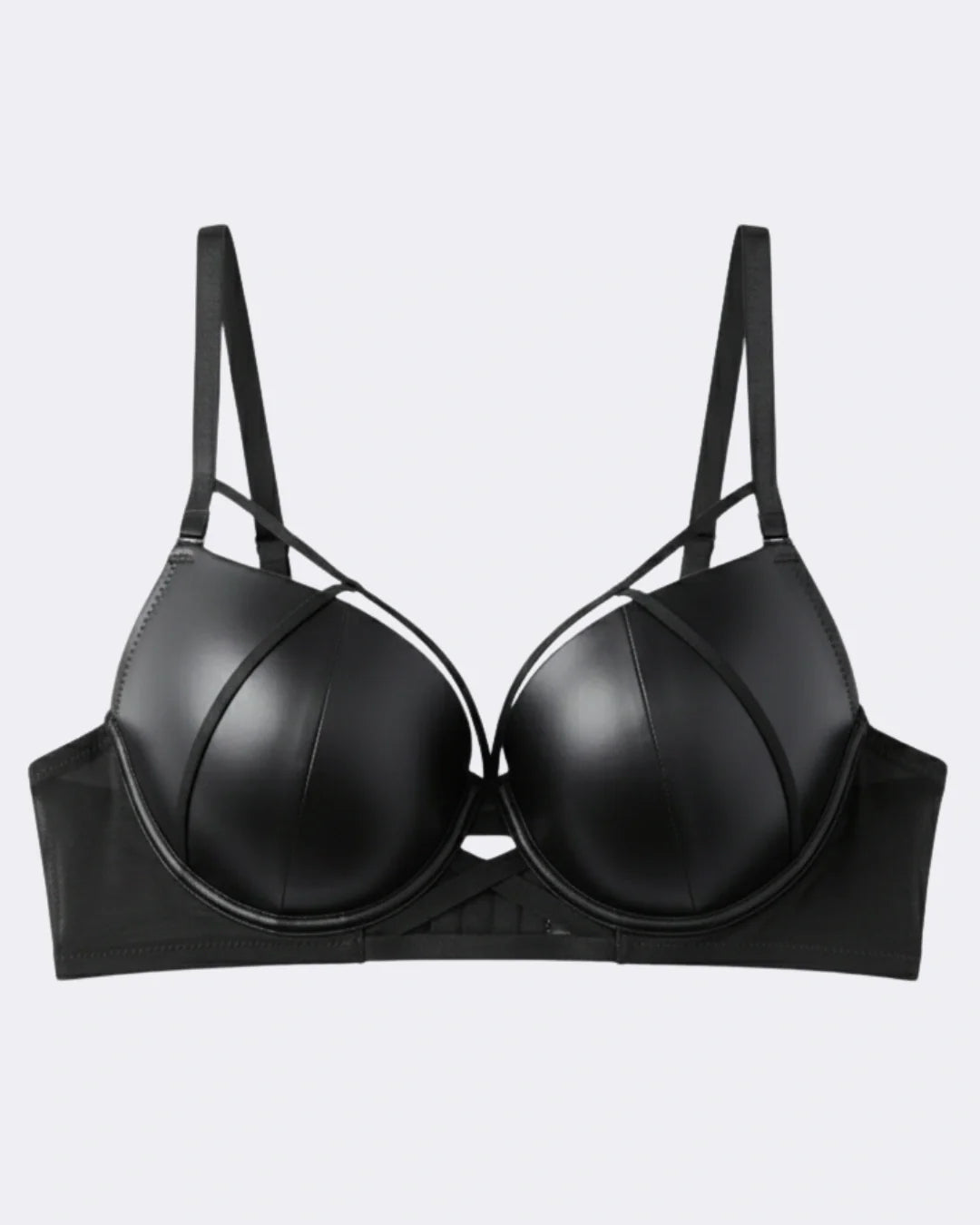 Padded Bra Set - Leather Fit - Black