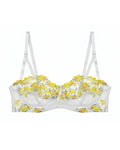 Non-Padded Bra - Embroidered Mesh - Yellow