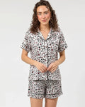 Silk PJ Set with Scrunchies - Snow Leopard