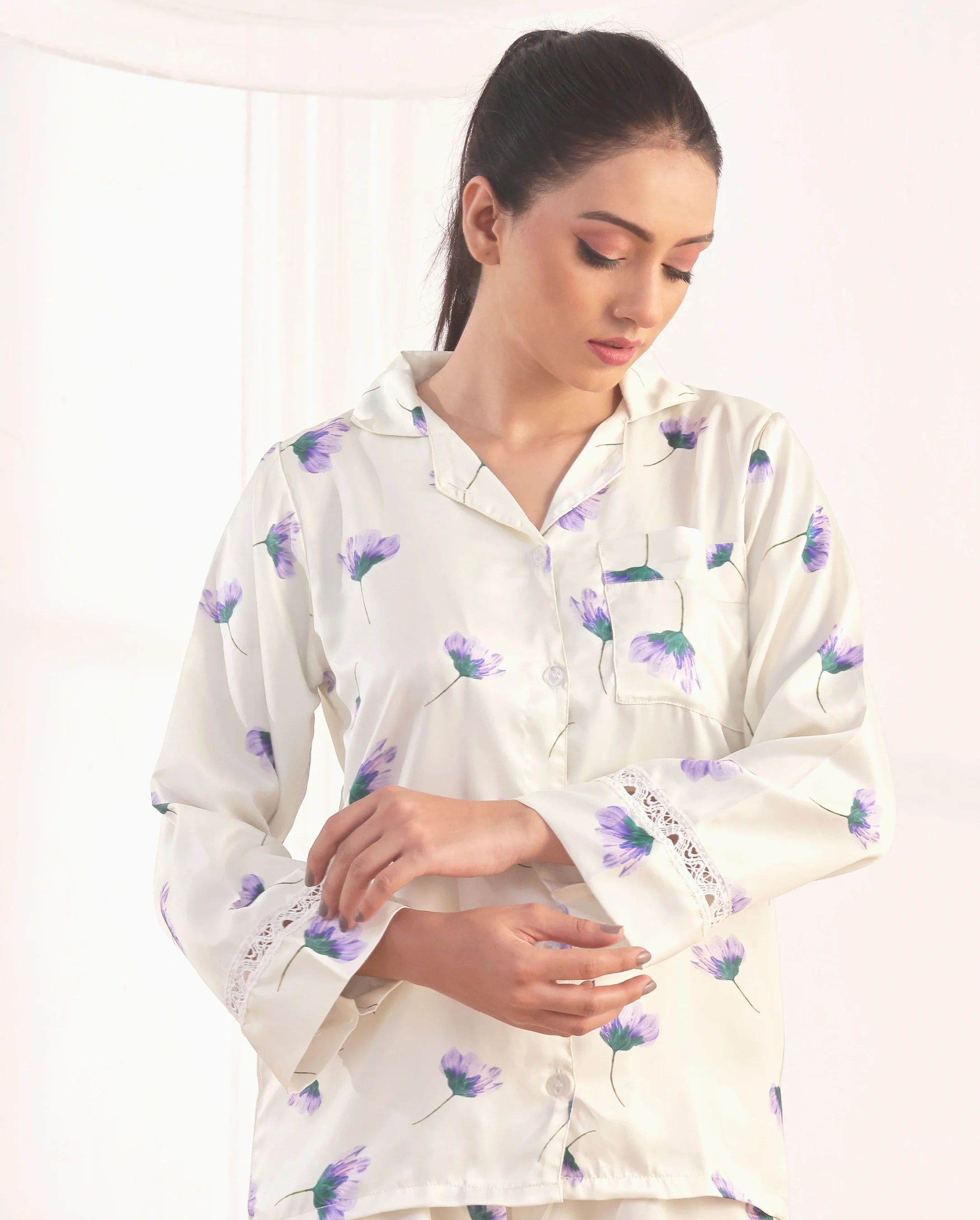 Silk Pajama Suit - Floral Haze