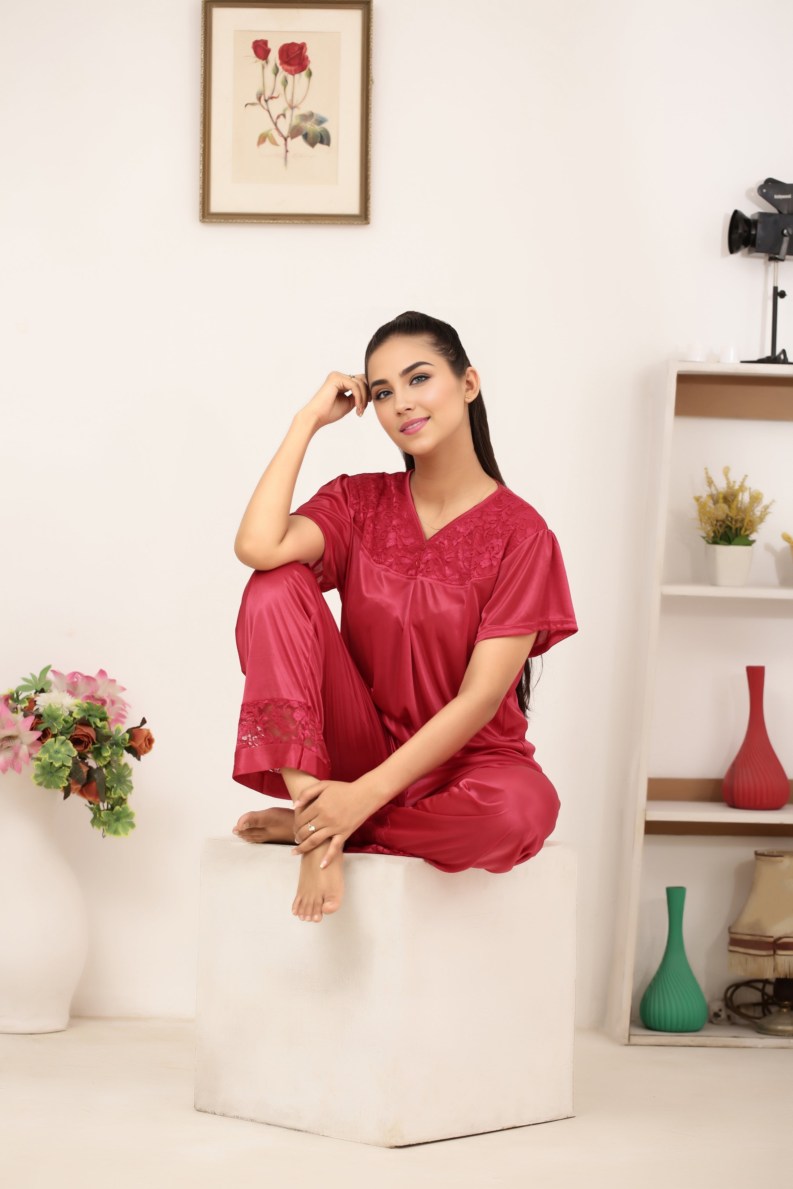 Silk PJ Set - Miren - Pink