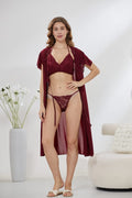 6-Piece Pure Silk Nightwear Set - Marvella Maroon