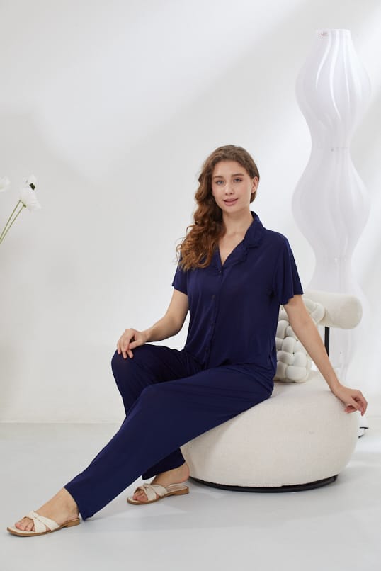 4-Piece Pure Silk Nightwear Set - Rosvian Blue