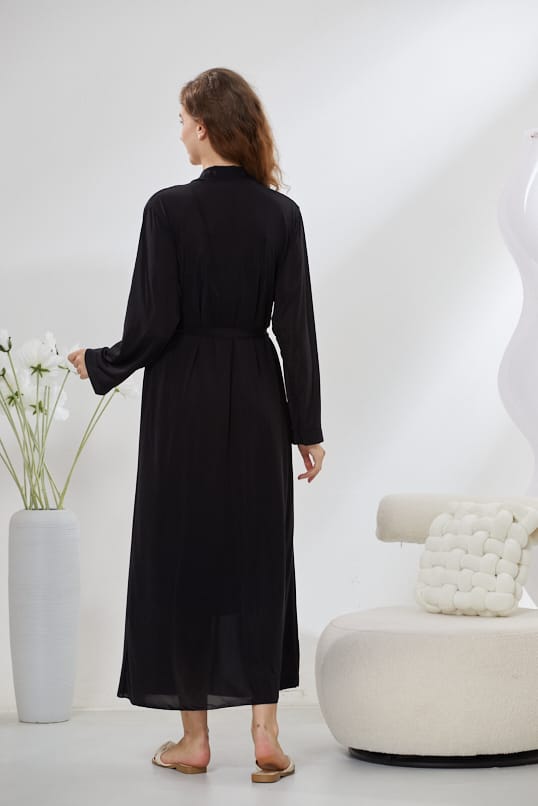 4-Piece Pure Silk Nightwear Set - Rosvian Black