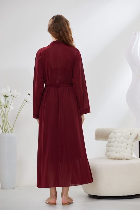 4-Piece Pure Silk Nightwear Set - Rosvian Maroon