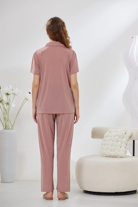 4-Piece Pure Silk Nightwear Set - Rosvian Pink