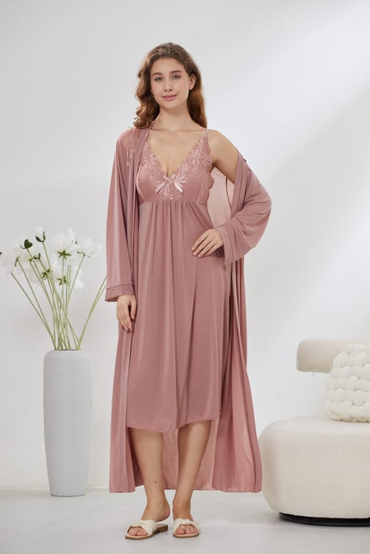 4-Piece Pure Silk Nightwear Set - Rosvian Pink