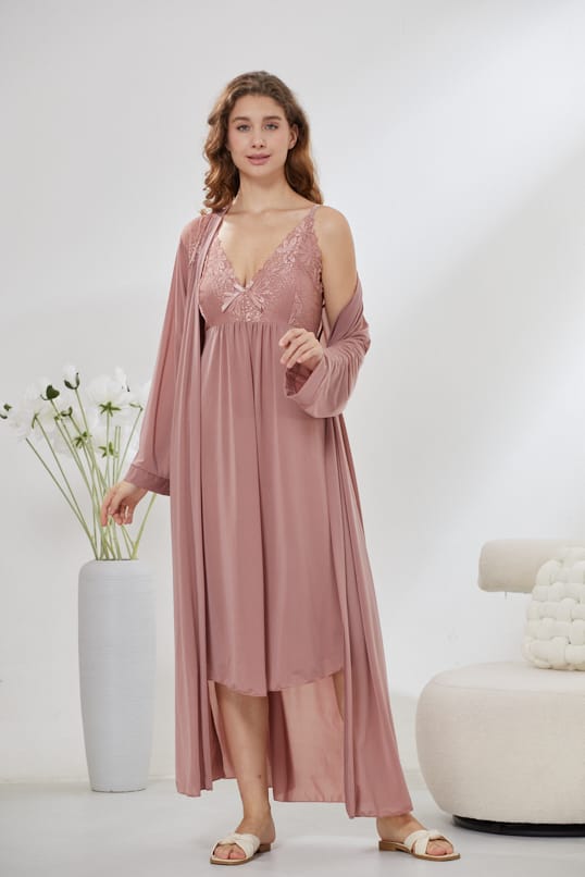 4-Piece Pure Silk Nightwear Set - Rosvian Pink