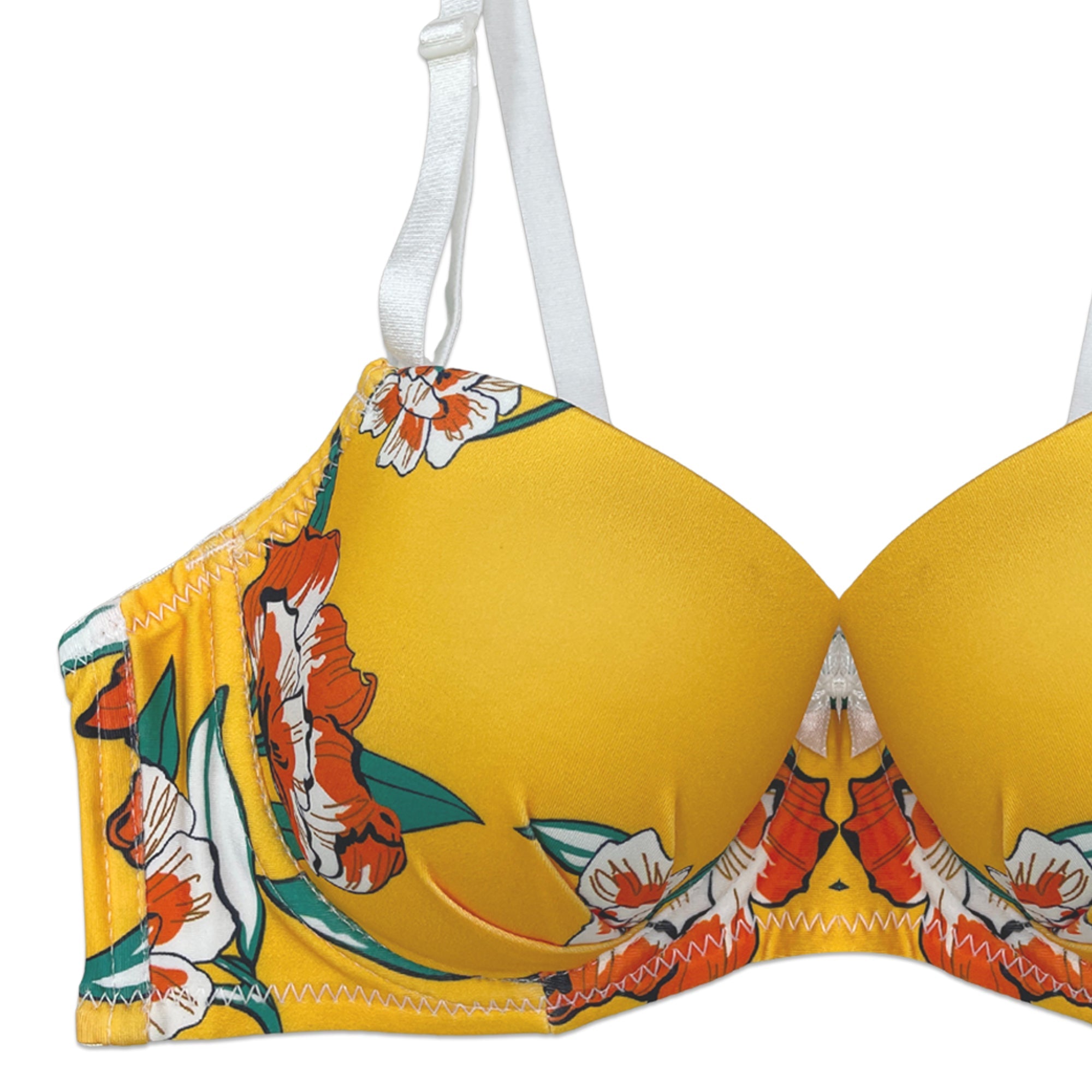 Padded Bra Set - Yellow Floral